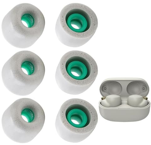 Wjelet 3 Paar Memory Foam Ear Buds Ohrstöpsel für Sony WF-1000XM4, WF-1000XM5, Original Ohrstöpsel Ersatz für Sony, Headphones Replacement Earplugs, Replacement Earphone Plugs(M, Grau)