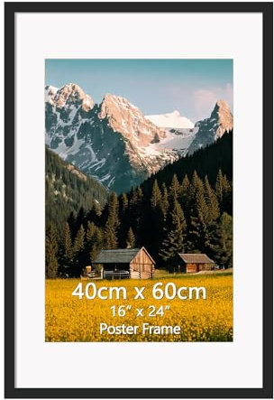 EYMPEU 24x16 Inch Frame Aluminum Metal, 12x18 Inch Picture Frame with Mount, Wall Hanging 40x60cm Picture Frame Single for Poster or Prints