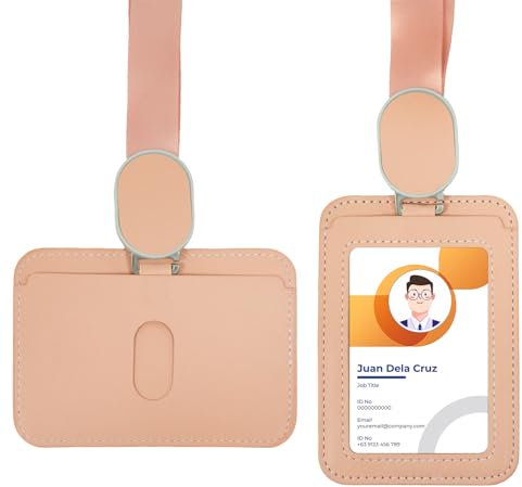 Porte Badge avec Cordon Tour de Cou, Porte-cartes Swivel Lobster Clasp avec Lanières Rétractables pour Cartes Collier d'étudiant d'infirmière, Carte Bus Cantine College (Rose)