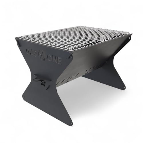 GasOne 38,1 cm tragbarer Holzkohlegrill – Faltbarer BBQ Grill – Campinggrills für Hinterhof, Lagerfeuer, Terrasse – robuste tragbare Feuerstelle – Camping-Kochausrüstung