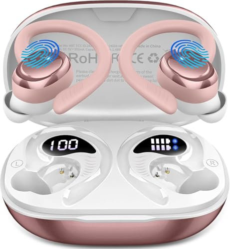 Bluetooth Kopfhörer Sport, 2025 In Ear Kopfhörer Kabellos Bluetooth 5.4 mit Hi-Fi Stereo, 50Std Noise Cancelling Earbuds/4 ENC Mic, Sportkopfhörer Over-Ear mit Ohrhaken