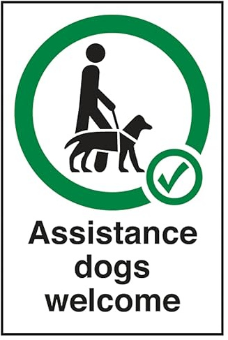 V Safety Assistance Dogs Welcome 150 x 200 mm - Face Adhesive Window Sticker Safety Sign