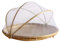 Handmade Woven Fruit Vegetable Basket With Net Round Dustproof Wicker Tray Food Bread