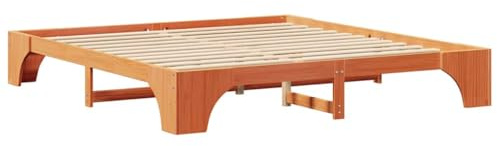vidaXL Bettgestell Wachsbraun 200 x 200 cm Massivholz Kiefer, Moderne Schlafstation, Flexibles Bettgestell für das Schlafzimmer, stilvolle Rahmen, stabile Struktur für entspannte Nächte