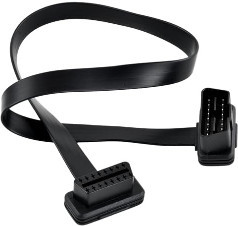 Litinliv Diagnoseadapter, OBDII Flachbandkabel Diagnose Adapter Stecker, 16Pin Stecker auf Buchse Verlängerungskabel, OBDII diagnose Extender Flachband Kabel (60CM)