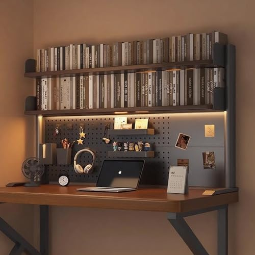 SEIFE 1/2-lagige Metallklemme auf Schreibtisch-Organizer-Regal, Bücherregal für Wohnheime, Schreibtisch-Aufbewahrungsregal, Bücherregal zum Anheben des Schreibtischs(Black,95 * 120cm/37.4 * 47.2in)