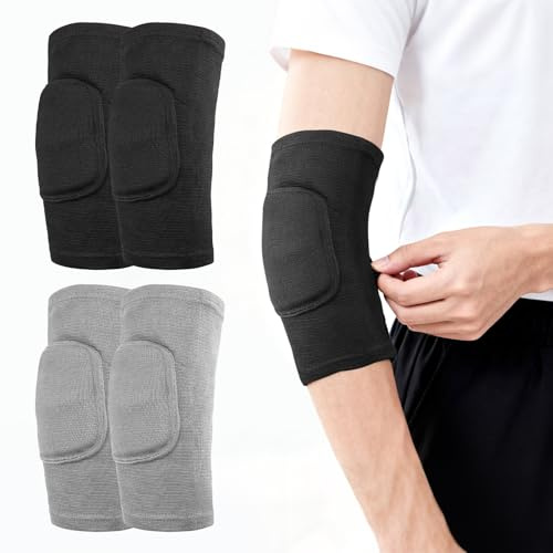 Fatiya 2 Pair Volleyball Elbow Pads, Breathable Arm Brace Pads, Anti-Collision Elbow Protector Sleeve Wraps with Padded Soft Support Cushion for Tennis Basketball