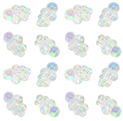 SUNNYCLUE 1 Schachtel Mit 20 Stück Wolkenperlen Winzige Blasencluster Aus Transparentem Acryl In ab Farben Mini Badewannendekoration Lose Wolkenperlen Für Feengärten Strandartikel DIY Bastelzubehör