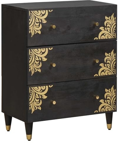 vidaXL Sideboard Schwarz 60 x 33 x 75 cm Massivholz Mango