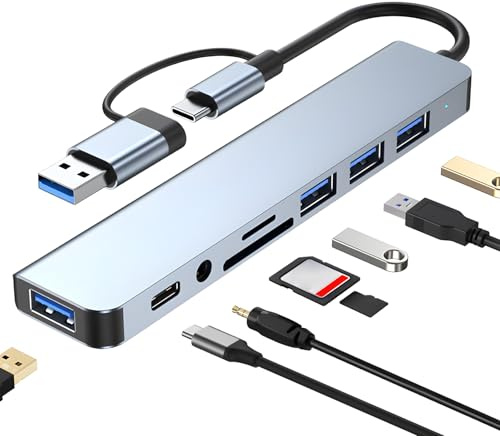 8 in 1 USB Dock USB C Multiport Adapter Mit 3.0 & 2.0 Ports Sd&tf Kartenleser 3.5mm Audio Anschlüsse Für Pc Laptop U-Disk Maus iPad