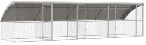 vidaXL Hundekäfig 4 pcs Silber 8 x 2 x 2 m Verzinkter Stahl, Stilvolles Hundehäuschen, wetterfest, robust, minimalistisches Gehege, großer Stahlkäfig für Hunde