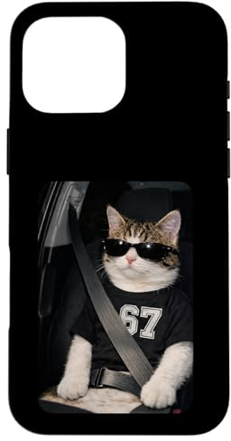 Hülle für iPhone 16 Pro Max Funny 67 Cat Sunglasses Six Seven 6 7 Cat Meme Gen Alpha