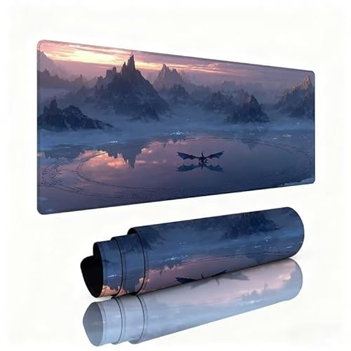 Gaming Tapis de Souris Dragon Grand Tapis de Souris 600x400x3mm Mouse Pad Montagne Surface Lisse Une Base Caoutchouc Antidérapante sous Main Bureau Accessoire Gaming pour Gamer Maison Bureau W1-198