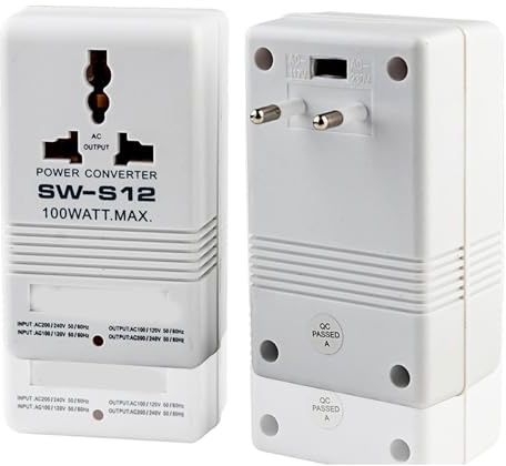 LUCKDANO LUCKDANO 110 V à 220 V L'adaptateur Secteur de Voyage SW S12 110 à 220 à Double Tension 100 W Permet de Convertir Facilement les Petits Appareils entre Plusieurs pays. Il Dispose d'un