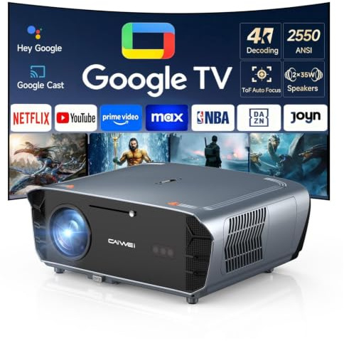 4K Tageslicht Beamer 2550 ANSI-Lumen Google TV Projektor für Outdoor