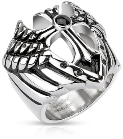 Tapsi´s Coolbodyart® Siegel Ring Edelstahl Königliches Wappen 28 mm Breit Schwarz 63(20)