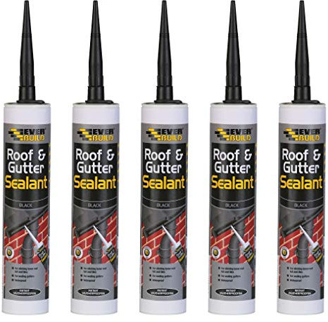 Everbuild 5 X Roof & Gutter Sealant Black 310ml EVBROOFBL