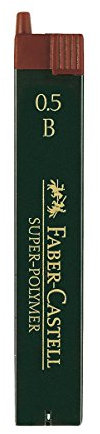 FABER-CASTELL 120501 - Feinmine Super Polymer, Härtegrad B, 0.5 mm, 12 Stück