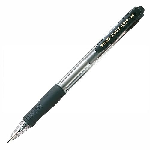 Pilot Super Grip Retractable Ballpoint Pen - Black, Medium, Refillable, 1.0mm tip, Rubber Grip, Unisex, WRITING_INSTRUMENT