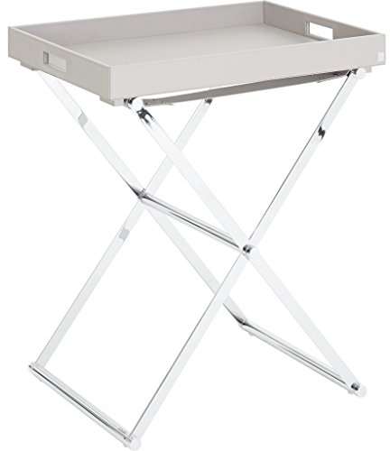 JOOP! HOMELINE, Beistelltisch klappbar mit Tablett XL, Grau u. Chrom