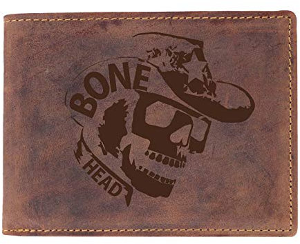 Greenburry Vintage Skull-Geldbörse Bikerbörse aus Leder I Trucker-Portemonnaie in Querformat