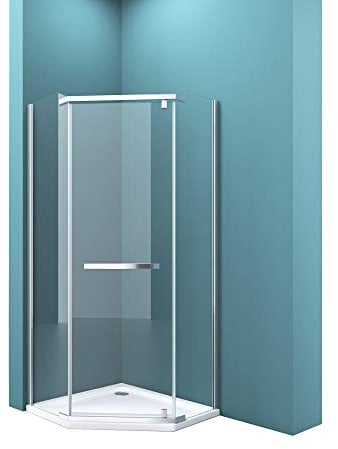 Mai & Mai Fünfeck-Duschkabine Ravenna08 90 x 90 cm Duschwand Echtglas ebenerdige Montage möglich ESG Dusche