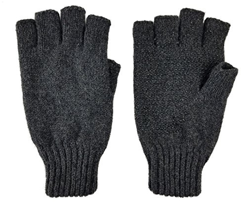 BRUCERIVER Herren wolle gestrickte handschuhe fingerless ragg mit thinsulate futter einheitsgröße Anthra
