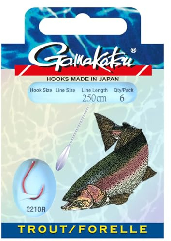 Gamakatsu Forelle LS-2210 250cm Rot - 6 gebundene Angelhaken