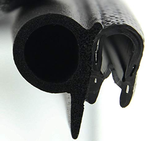SMI-Dichtungsprofil DS9 für 1-2,5mm PVC mit Stahleinlage/EPDM Moosgummi selbstklemmend ohne Kleber - Kantenschutz mit Dichtung seitlich, Kantenschutzdichtprofil für Auto, Kofferraum (1 m)