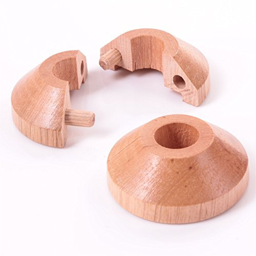 Pair of Solid Beech Pipe Rose Collars | Fits 15mm Pipe | Hardwood Wooden Floor Fitting
