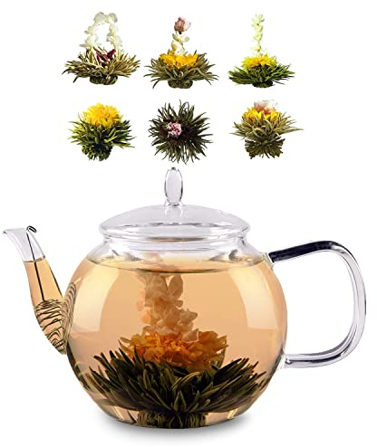 Bedida Teekanne Glas (1300Ml) - Teekanne Mit Siebeinsatz Im Auslauf, Glaskanne Mit Deckel, Tee Geschenk