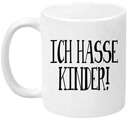 TassenTicker® - ''Ich hasse Kinder'' - Geschenk Tasse - hochwertige Qualität - Kaffee - Arbeit (Weiss)