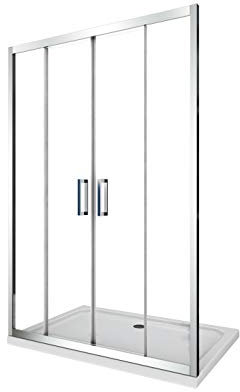Porta Doccia Scorrevole Con Apertura Centrale Vetro 6 mm anti-calcare H.190 cm (133-138 H.190 cm)