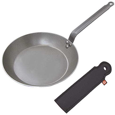 Eisenpfanne de Buyer 5110 Lyonnaise - Sartén redonda (acero inoxidable, mango protector, 40 cm)