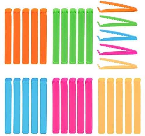 30 Pieces Sealing Bag Clips, Plastic Bag Clips Reusable Sealing Clamps Closure Clips Food Clips for Snacks Bags Kitchen (11.5CM, 5 Colors)