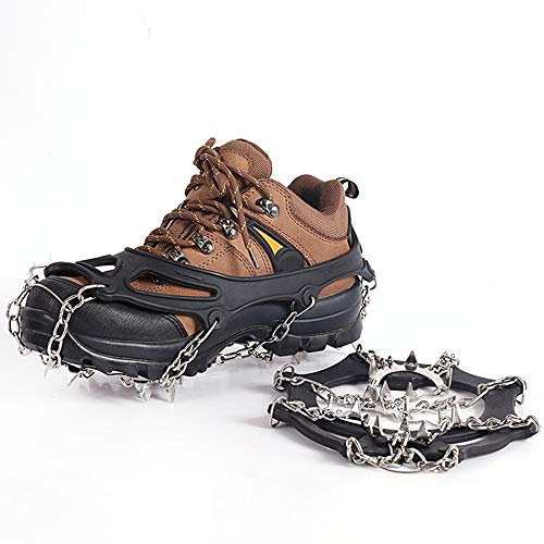 19 punte ramponi ghiaccio neve grip sistema di trazione tacchetti sicuro proteggere per camminare, fare jogging o escursioni su neve e ghiaccio (misura M/L/XL scarpe/stivali)