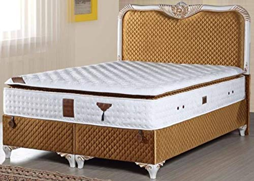 Casa Padrino Barock Bett mit Matratze Gold/Weiß - Edles Doppelbett im Barockstil - Schlafzimmermöbel