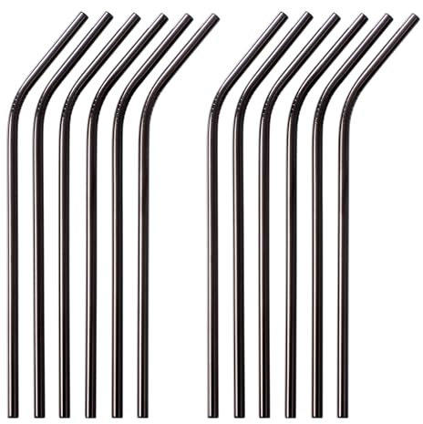 GRÄWE Cannucce ricurve, set di 12 cannucce argentate in acciaio inox, lavabili in lavastoviglie, cannuccia in metallo riutilizzabile