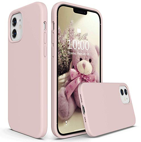 SURPHY Liquid Silicone Case for iPhone 12/12 Pro 6.1 inches, Gel Rubber Full Body Shockproof Phone Case (Pink)