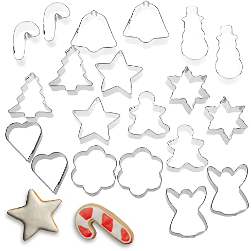 COM-FOUR® 20x formine per biscotti in acciaio inossidabile - formine per biscotti con motivi natalizi - formine per biscotti per Natale (20 pezzi - X-Mas-Mix)