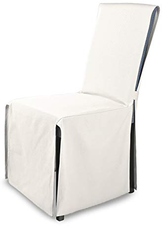 SCHEFFLER-Home Stuhlhusse Mila 4er Set/Festlicher Stuhlbezug mit Schleife für Weihnachten, Hochzeit, Geburtstag/Elegante Bankett-Husse für jeden Anlass und Stuhl/Für Esszimmer, Wohnzimmer/Ecru