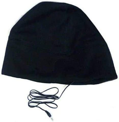 HomeZone Cotton Beanie Hat with Headphones - Warm and Comfortable Black Hat Built-in Earbuds Earplugs Earphones Running Hat - High Performance and Sound for Men, Women, Boys and Girls