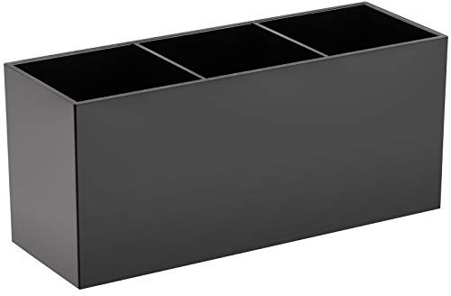 Makeup Brush Holder Organizer Cosmetic Brushes Container Storage 3 Slots - Great for Vanity (Black)