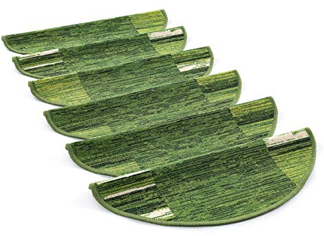 rugsx Treppenteppich Adagio Stufenmatten, Selbstklebend, 64x22 cm + 3,5cm Vorderkante, grün, 7 Stück