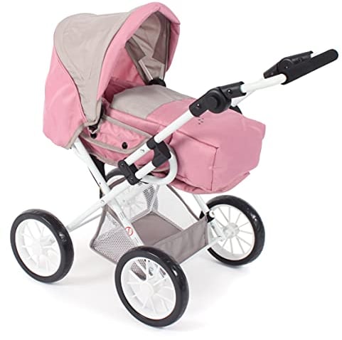 Bayer Chic 2000 - Puppenwagen Leni, 2in1 Kombipuppenwagen mit herausnehmbarer Tragetasche, Bärchen, rosa