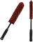 TSLBW 2 Pcs Car Wheel Brushes and Rim Cleaning Brush Long Handle Vehicle Kit Microfiber Hub Different Size Detailing Set Bendable Tire Brush, Black and Red