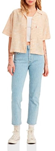 Levi's Women's 501 Crop Jeans, Blue Pattern, 29W / 28L