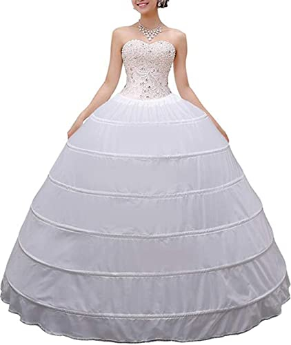 RULTA Reifrock 6 Ring verstellbar, Underskirt Unterrock, Petticoat Krinoline, verfügbar Größen (6 Hoops)