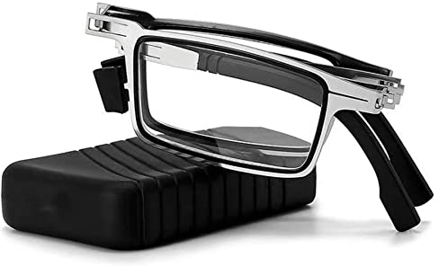 Lanomi Vintage Sehr Mini Lesebrille Blaulichtfilter Faltbar Metall Klappbar Lesehilfe Sehilfe Schwarz Rechteckig Rahmen 2.0