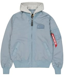 Alpha Industries MA-1 TT Hood Bomber Jacket for Men Greyblue